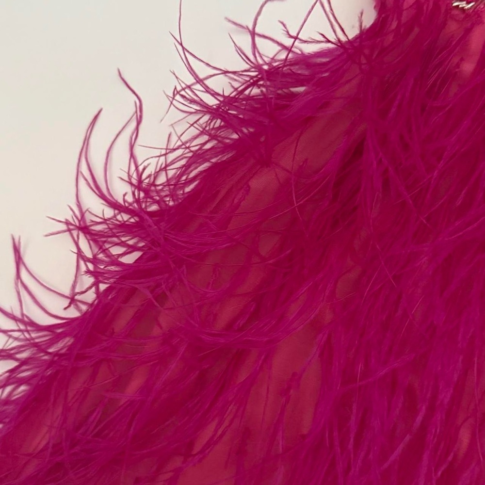 Fuchsia Beaded Feather Mini Dress View 4